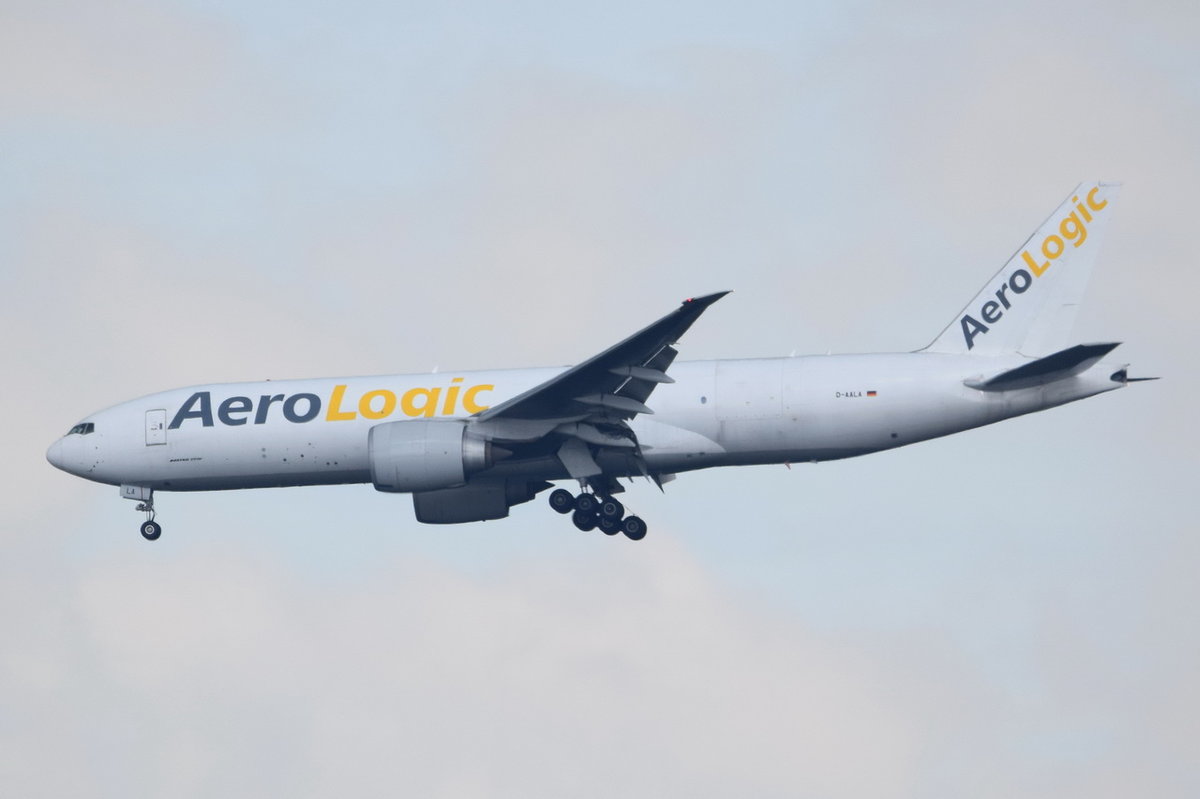 D-AALA AeroLogic Boeing 777-FZN  beim Anflug auf Frankfurt am 06.08.2016