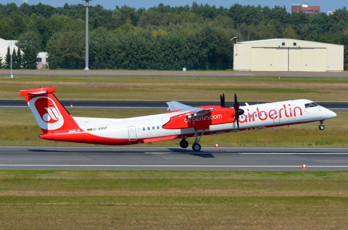 D-ABQF Air Berlin De Havilland Canada DHC-8-402Q Dash 8   beim Start in Tegel am 04.09.2014