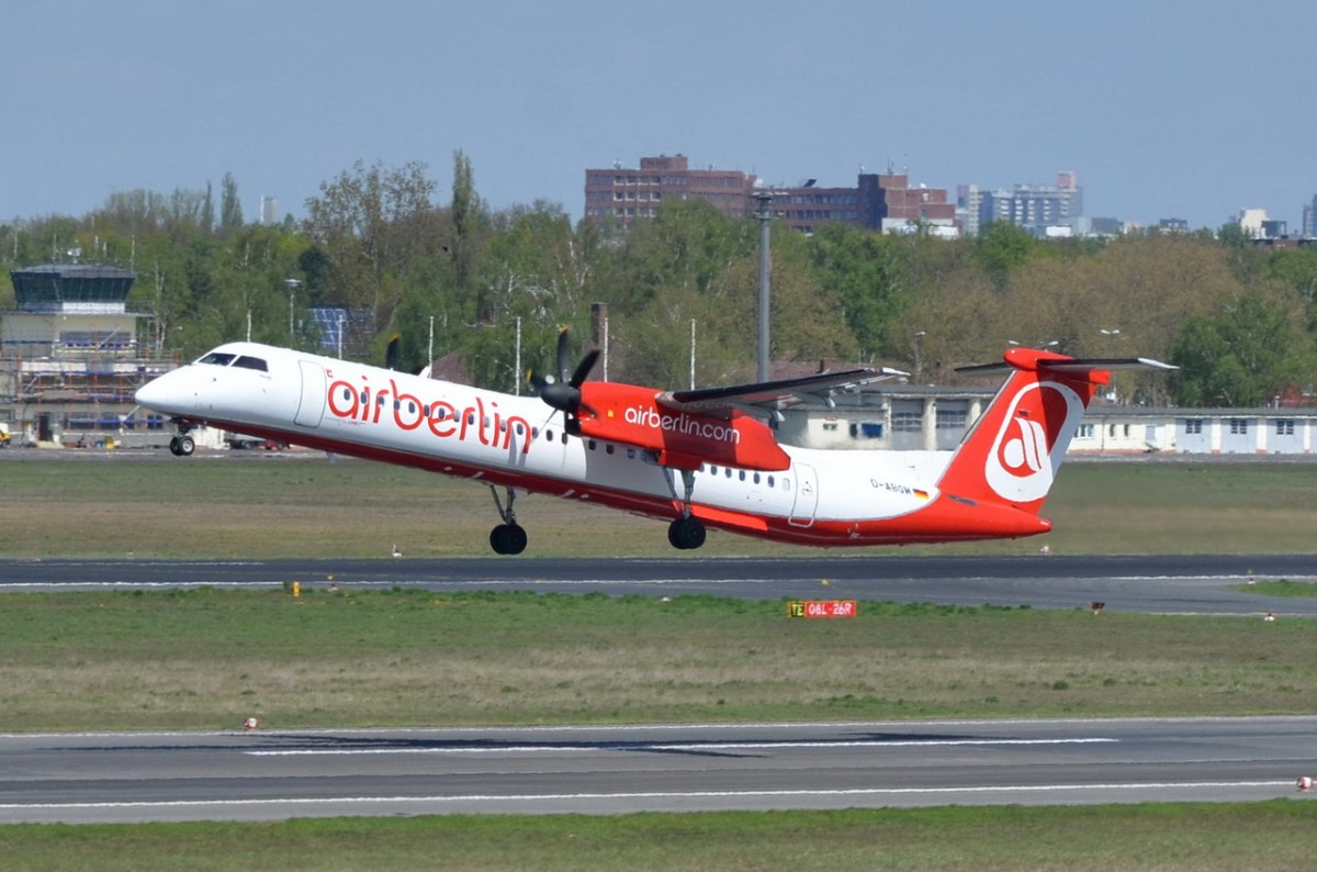 D-ABQM Air Berlin De Havilland Canada DHC-8-402Q Dash 8  am 29.04.2015 in Tegel gestartet