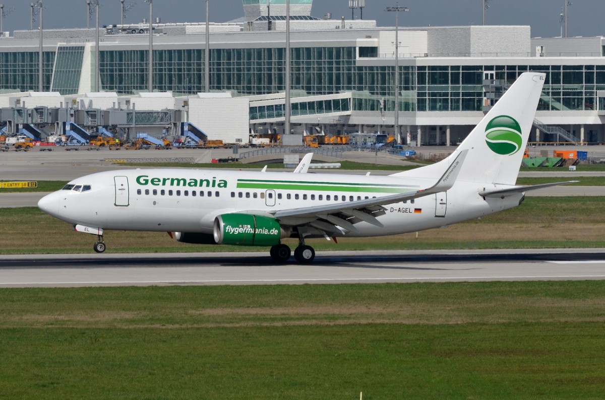 D-AGEL Germania Boeing 737-75B(WL) bei der Landung in München  11.09.2015
