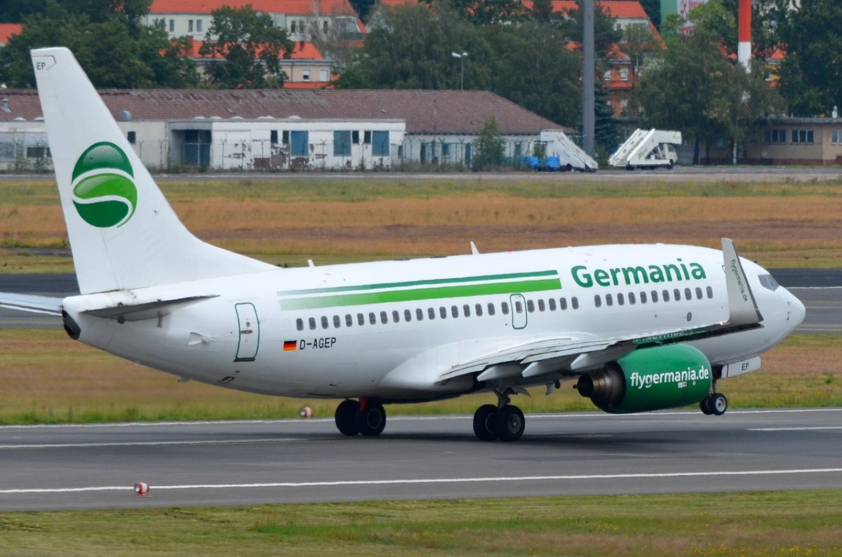 D-AGEP Germania Boeing 737-75B (WL)   in Tegel am 26.06.2014 beim Start
