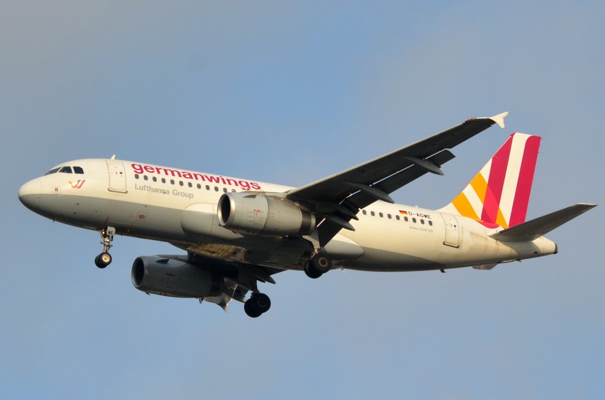 D-AGWE Germanwings Airbus A319-132   beim Landeanflug auf Tegel am 21.11.2014