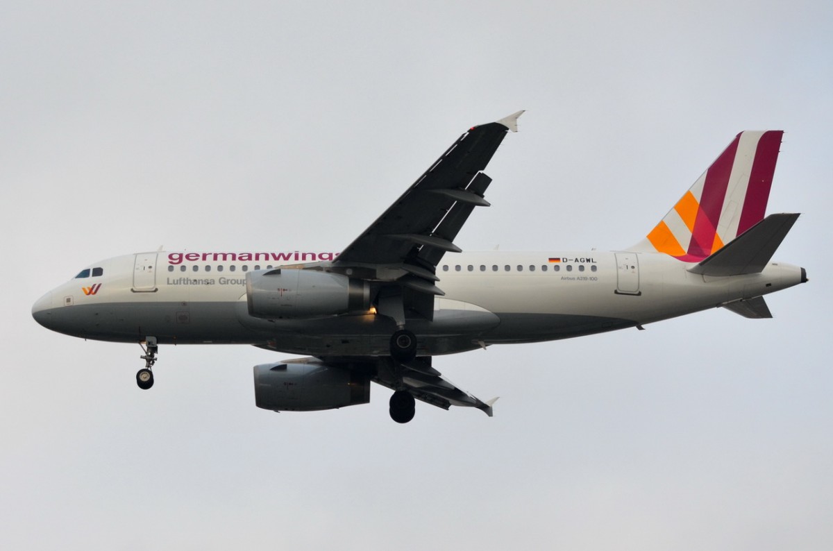 D-AGWL Germanwings Airbus A319-132  am 21.11.2014 Anflug auf Tegel