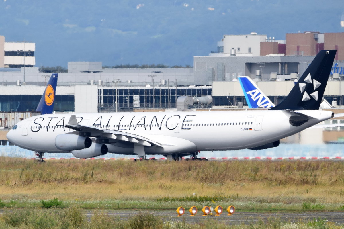 D-AIFF Lufthansa Airbus A340-313  Delmenhorst   beim Start in Frankfurt am 06.08.2016