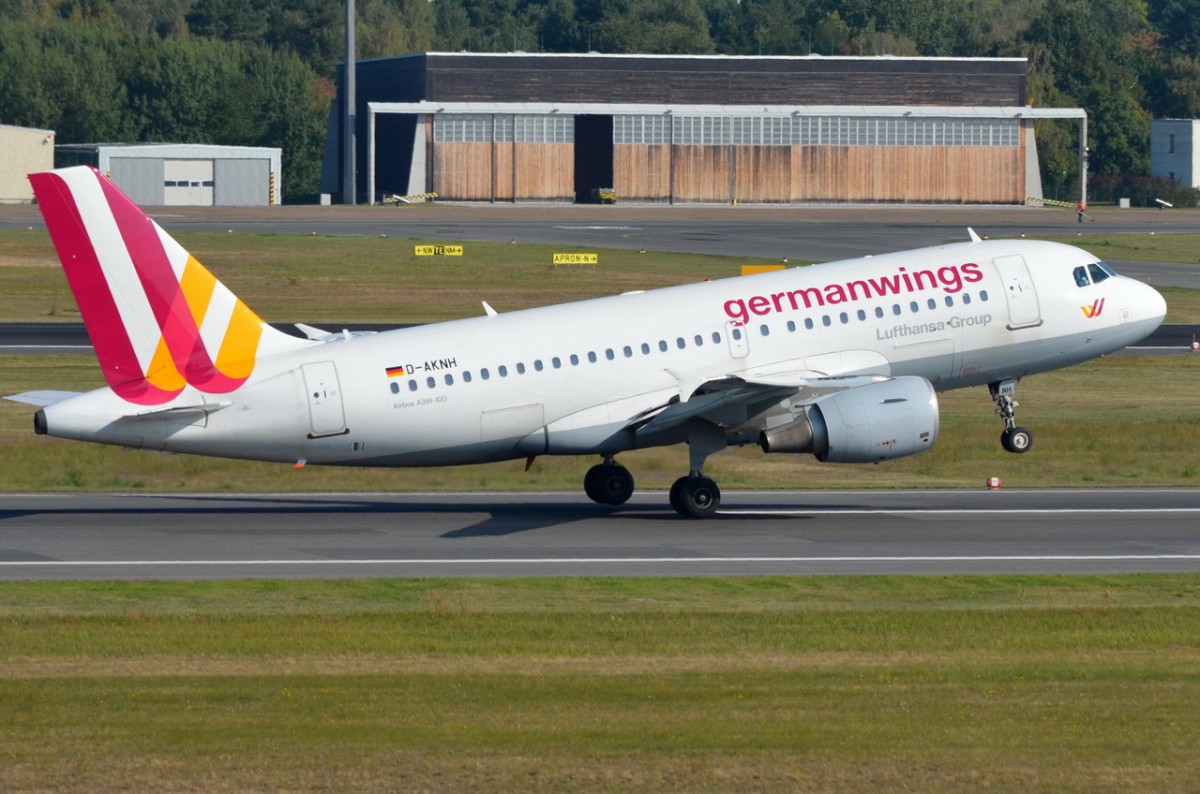 D-AKNH Germanwings Airbus A319-112     in Tegel beim Start am 04.09.2014