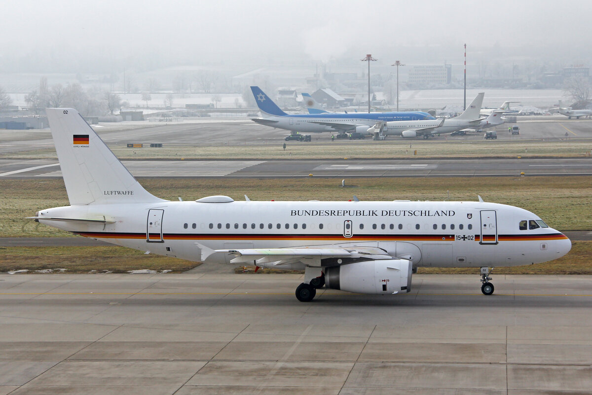 Deutsche Luftwaffe, 15+02, Airbus A319-113C CJ, msn: 4060, 22.Januar 2026, ZRH Zürich, Switzerland.