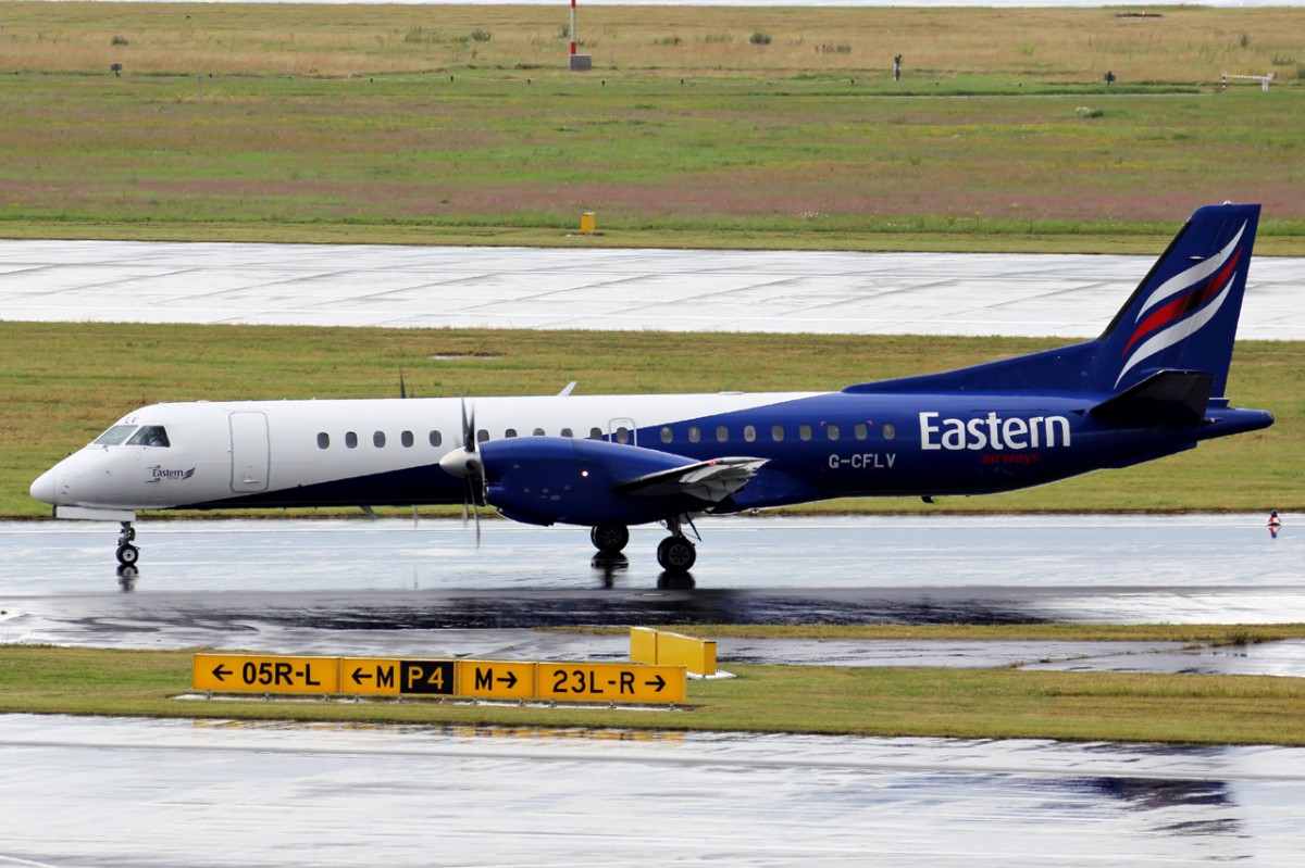 Eastern Airways G-CFLV nach der Landung in Düsseldorf 5.7.2014