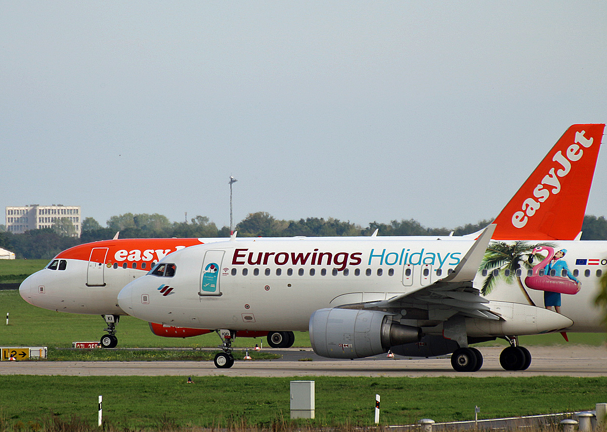 Easyjet Europe, Airbus A 319-111, OE-LKI, Eurowings Europe, Airbus A 320-214, OE-IQD, BER, 26.09.2021