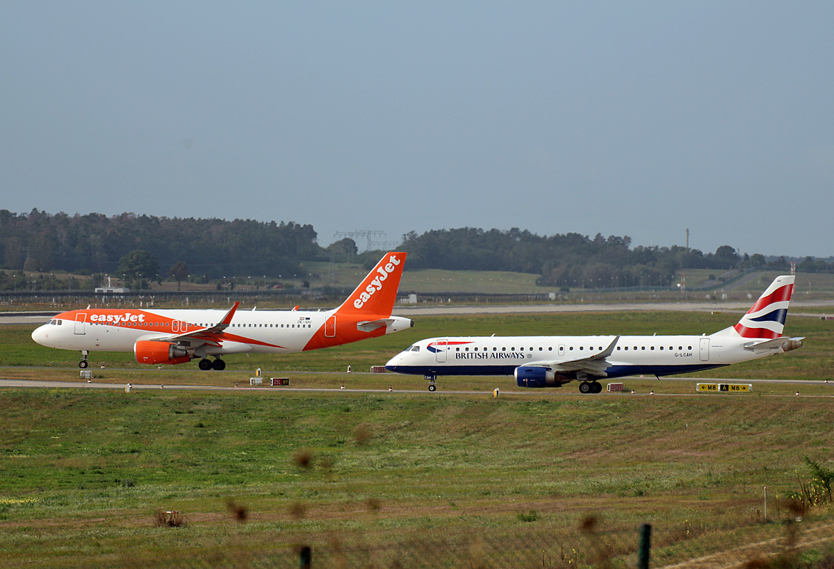 Easyjet Europe, Airbus A 320-214, OE-IDU, British Airways, ERJ.190-100SR, G-LCAH, BER, 30.09.2023