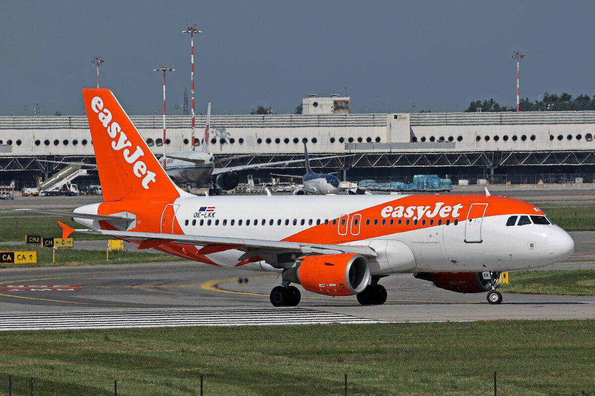 easyJet Europe, OE-LKK, Airbus A319-111, msn: 3426, 10.Juli 2024, MXP Milano Malpensa, Italy.