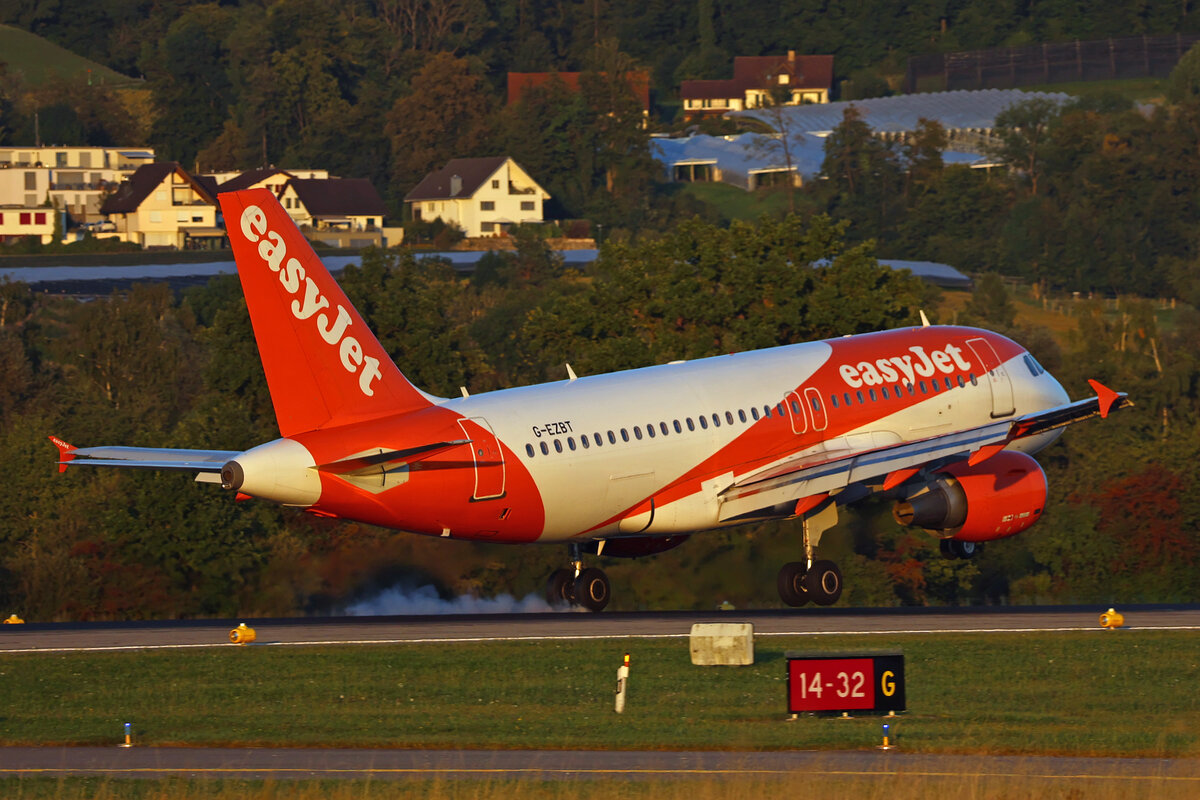 easyJet, G-EZBT, Airbus A319-111, msn: 3090, 24.August 2025, ZRH Zürich, Switzerland.