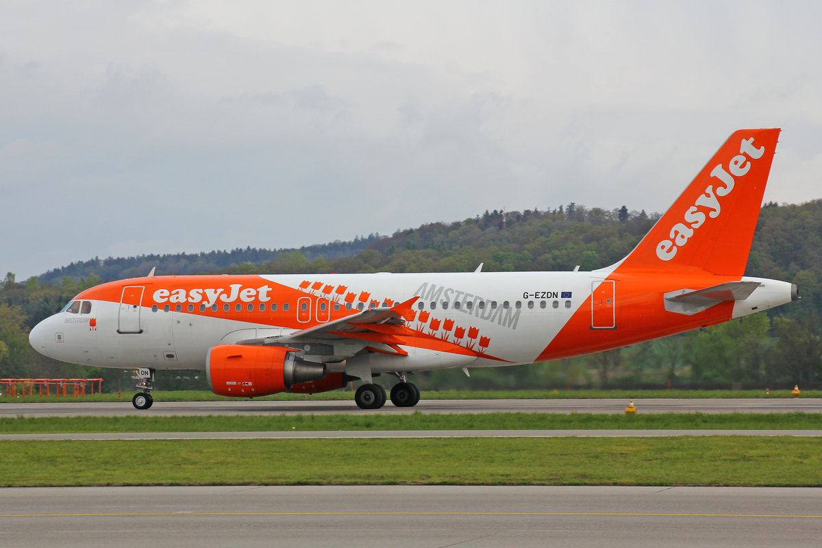easyJet, G-EZDN, Airbus A319-111, msn: 3608,  Amsterdam , 17.April 2017, ZRH Zürich, Switzerland.