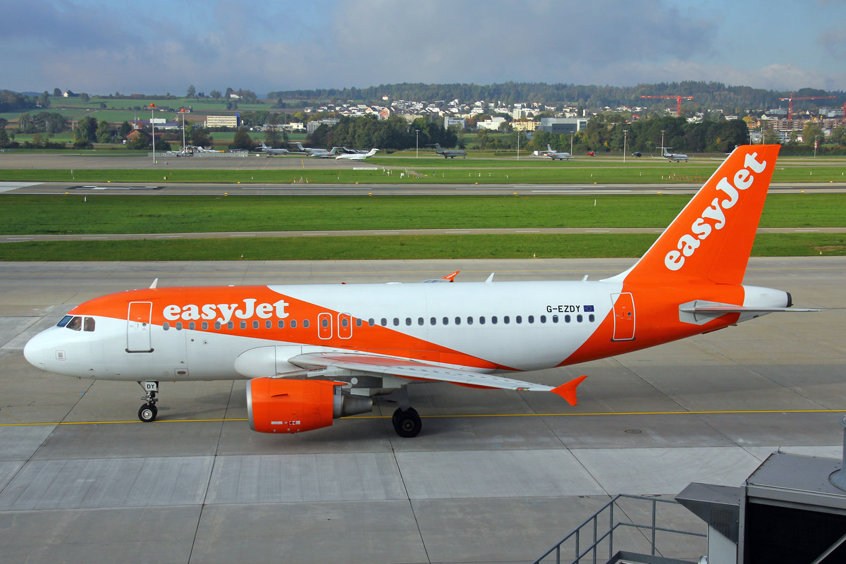 easyJet, G-EZDY, Airbus A319-111, msn: 3763, 5.Oktober 2017, ZRH Zürich, Switzerland.