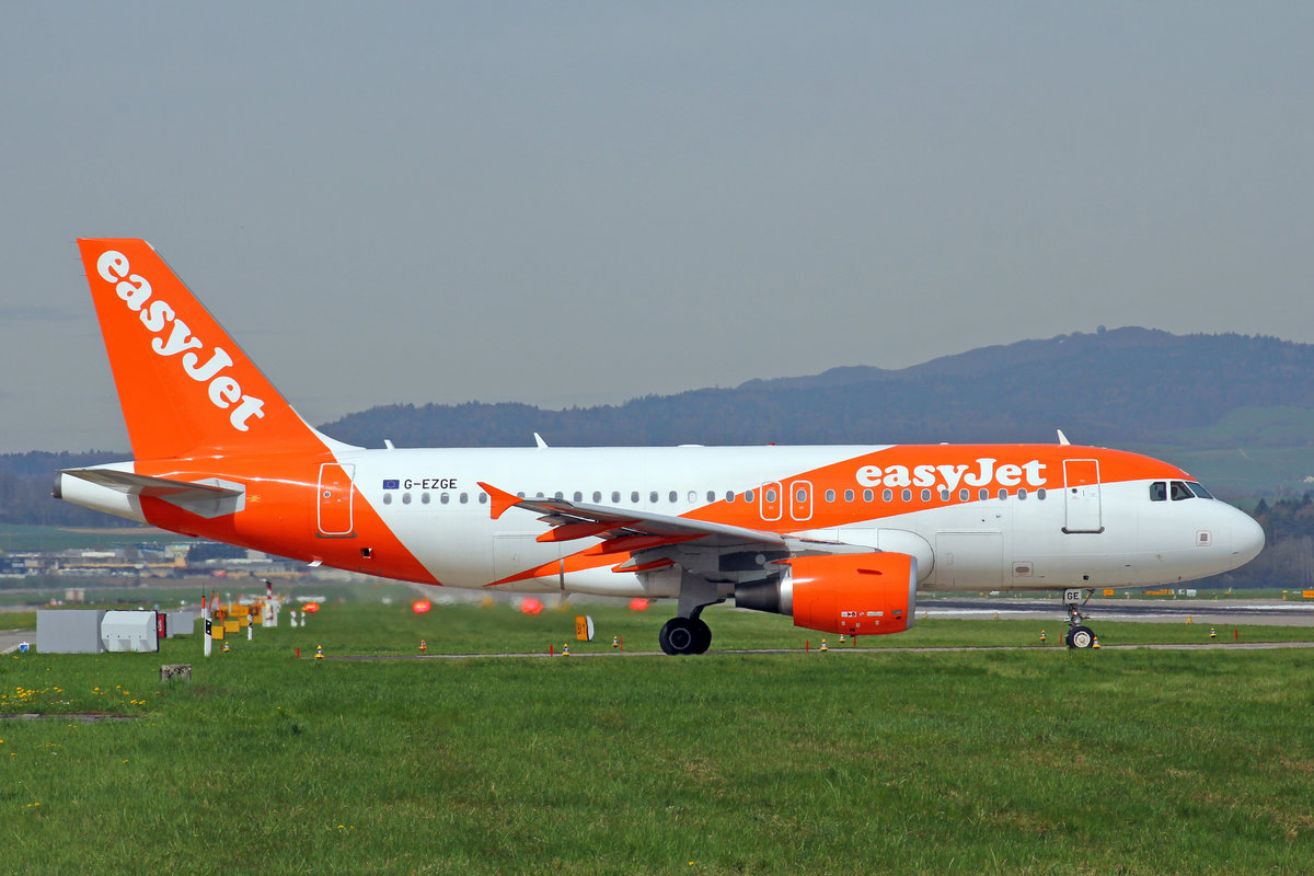 easyJet, G-EZGE, Airbus A319-111, msn: 4624, 14.April 2018, ZRH Zürich, Switzerland.