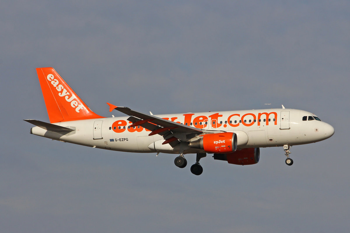 easyJet, G-EZPG, Airbus A319-111, msn: 2385, 21.Februar 2019, ZRH Zürich, Switzerland.