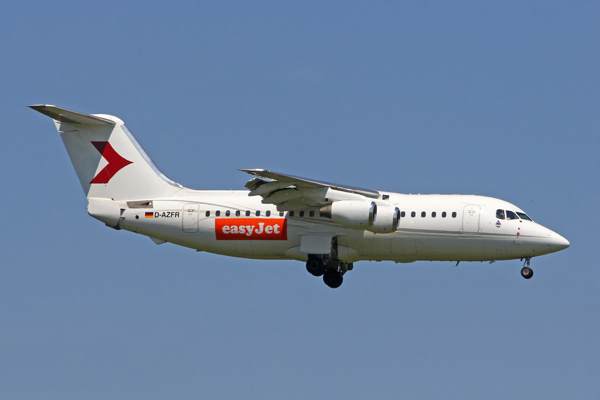 easyJet (Operated by WDL), D-AZFR, BAe 146-200, msn: 2108, 21.Mai 2018, ZRH Zürich, Switzerland.