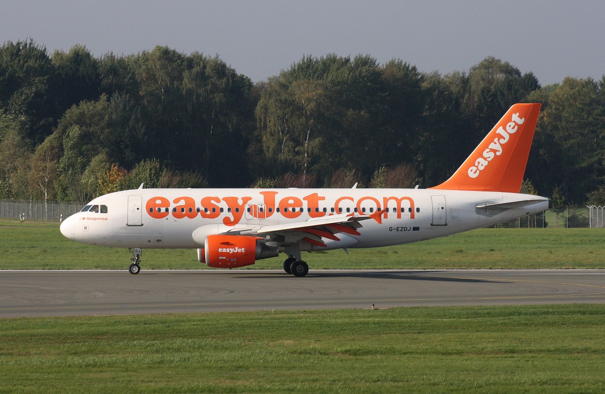 EasyJet,G-EZDJ,(c/n 3544),Airbus A319-111,04.10.2014,HAM-EDDH,Hamburg,Germany(Sticker:Malpensa)