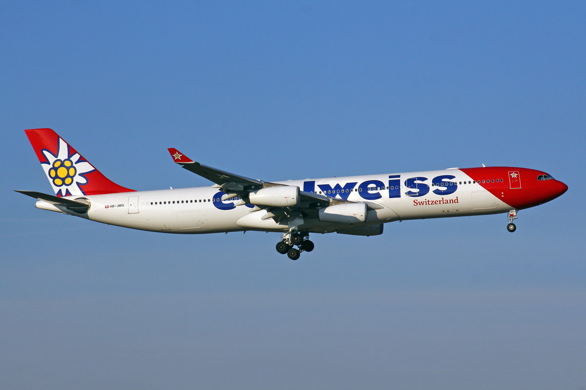Edelweiss Air, HB-JMG, Airbus A340-313X, msn: 562,  Melchsee-Frutt , 24.März 2018, ZRH Zürich, Switzerland.