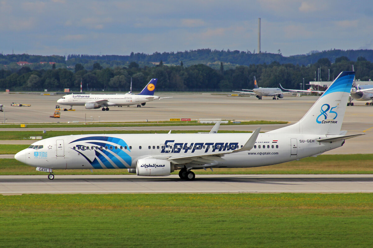 Egypt Air, SU-GEH, Boeing 737-866, msn: 63800/6379,  85 Jahre EgyptAir , 11.September 2022, MUC München, Germany.