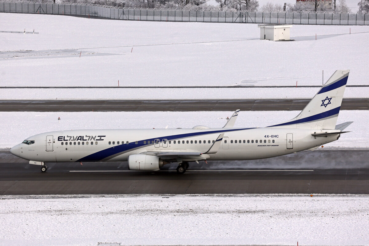 EL-AL Israel Airlines, 4X-EHC, Boeing B737-958ER, msn: 41554/4990,  Kiryat Ata , 19.Janaur 2024, ZRH Zürich, Switzerland.