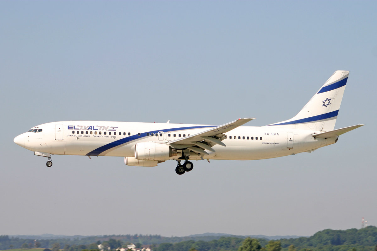 El Al Israel Airlines, 4X-EKA, Boeing B737-858, msn: 29957/204,  Tiberias , 12.August 2005, ZRH Zürich, Switzerland.