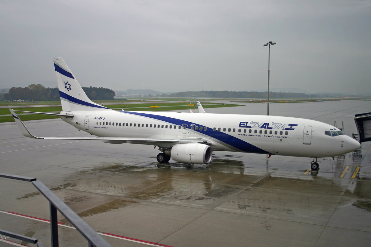 El Al Israel Airlines, 4X-EKO, Boeing, B737-8K5, msn: 30287/1308,  Lod , 11.November 2006, ZRH Zürich, Switzerland.