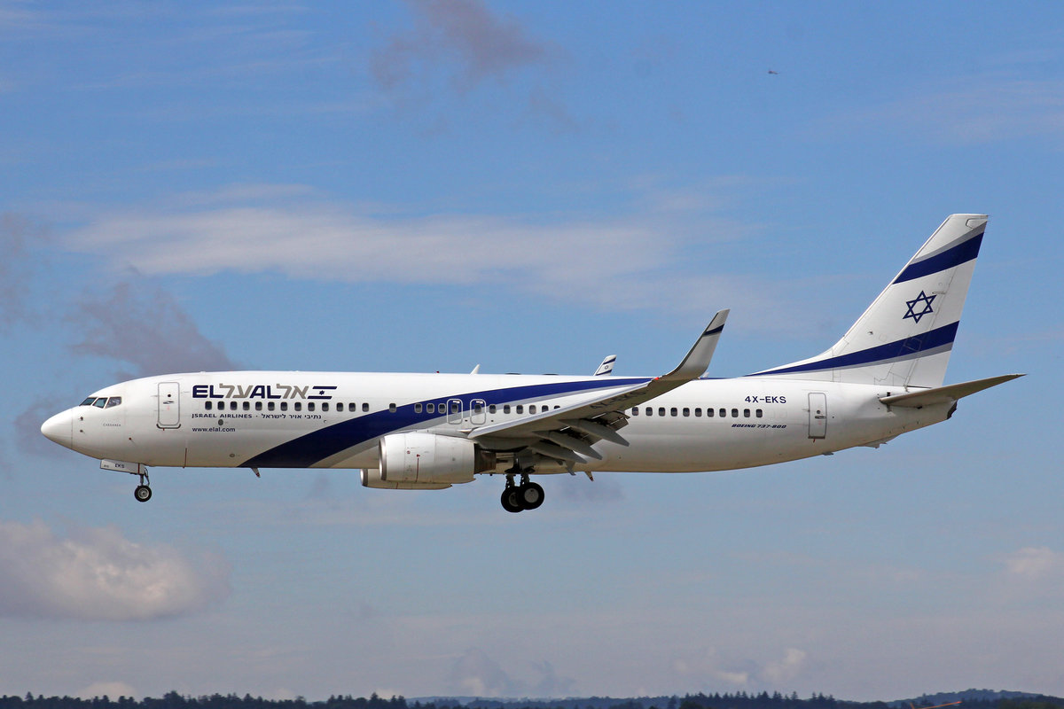 EL AL Israel Airlines, 4X-RKS, Boeing 737-8HX,  Caesarea , 29.Juli 2017, ZRH Zürich, Switzerland.