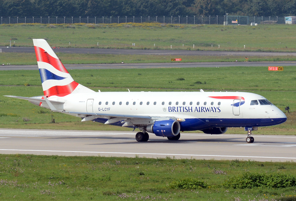 Emb ERJ-170-100 ST der British Airways, G-LCYF in DUS - 04.09.2014