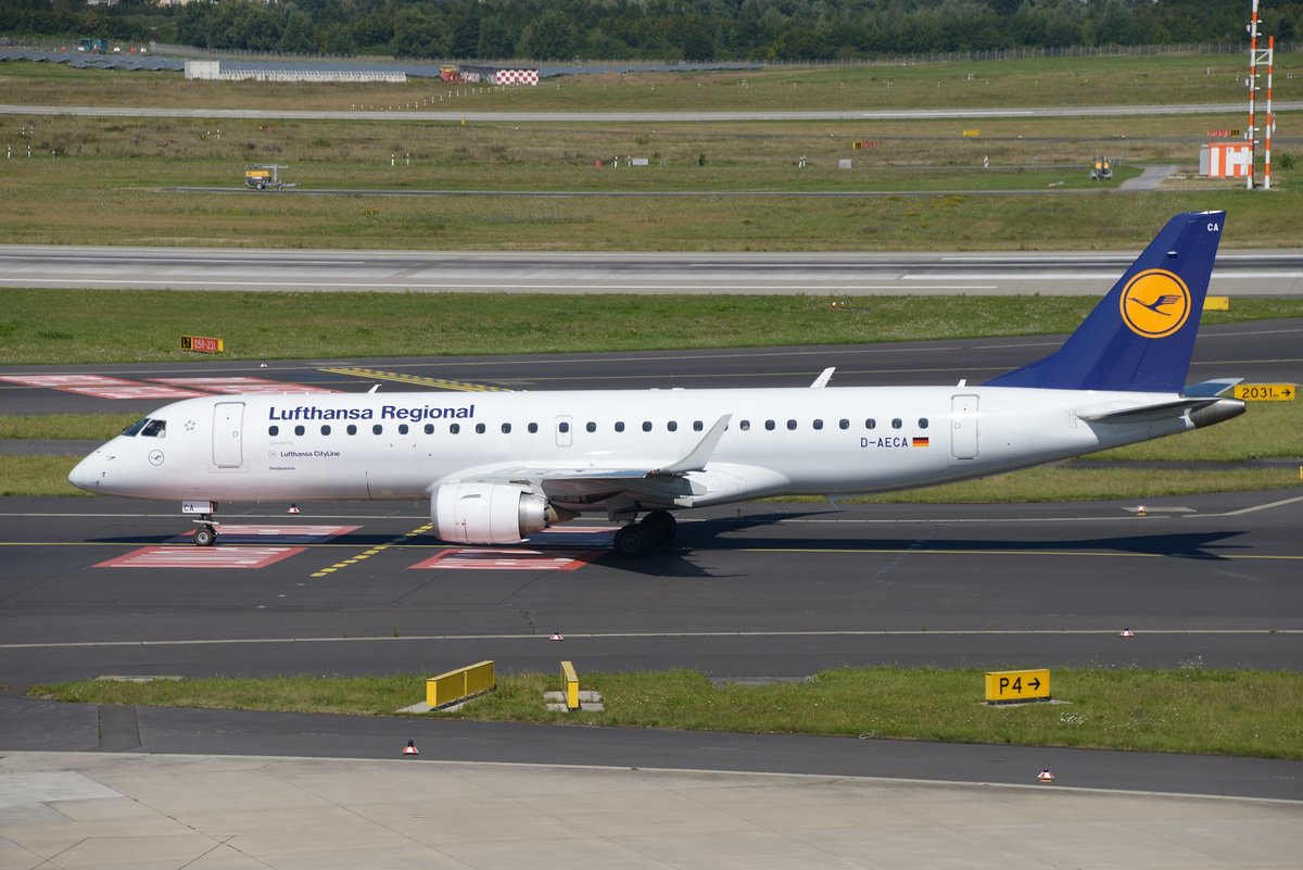 Embraer ERJ-190LR - CL CLH Lufthansa Cityline 'Deidesheim' - 19000327 - D-AECA - 17.08.2016 - DUS