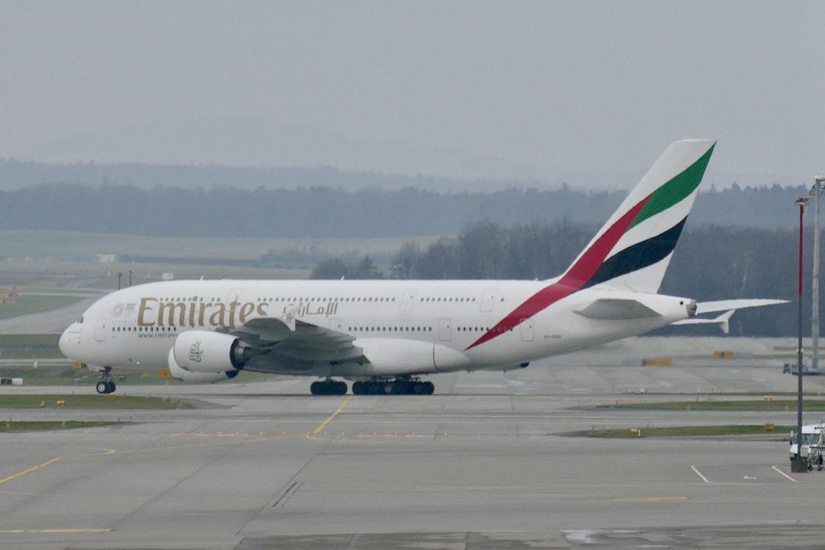 Emirates, A380-800, A6-EOO, 28.12.19, Zürich