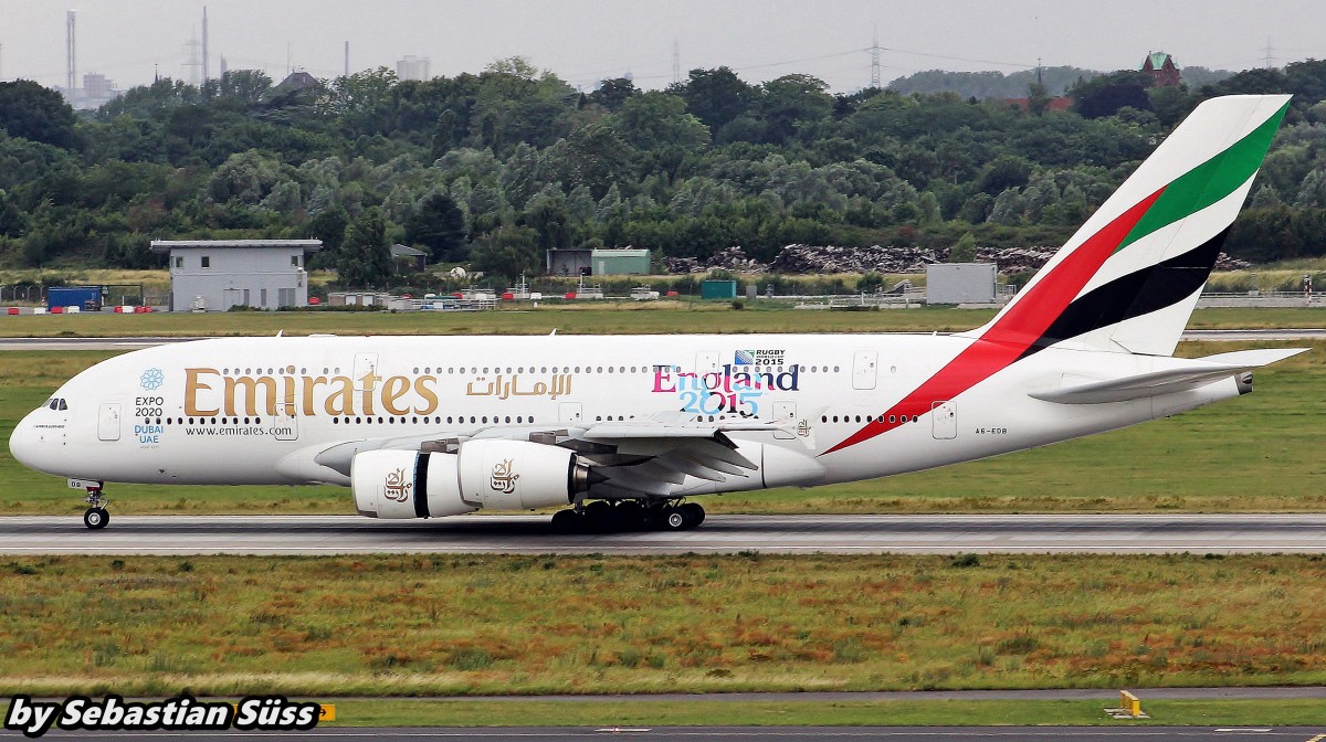 Emirates A380 A6-EDB @ Dusseldorf Airport. 8.7.15