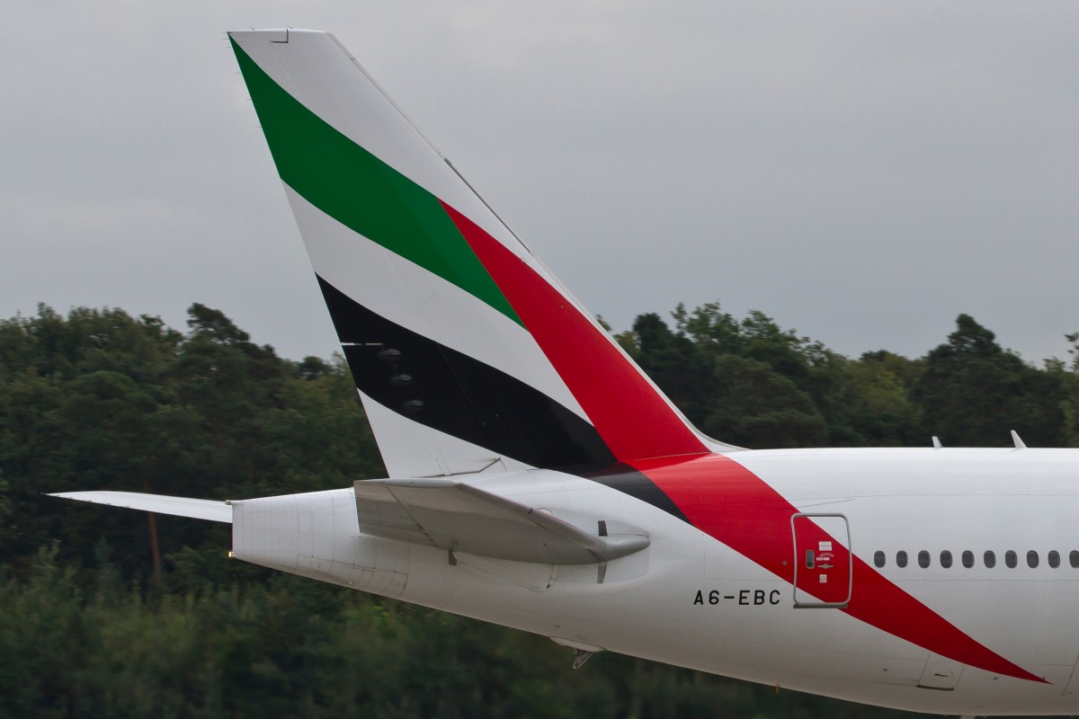 Emirates, A6-EBC, Boeing, 777-300 ER (Seitenleitwerk/Tail), 15.09.2014, FRA-EDDF, Frankfurt, Germany