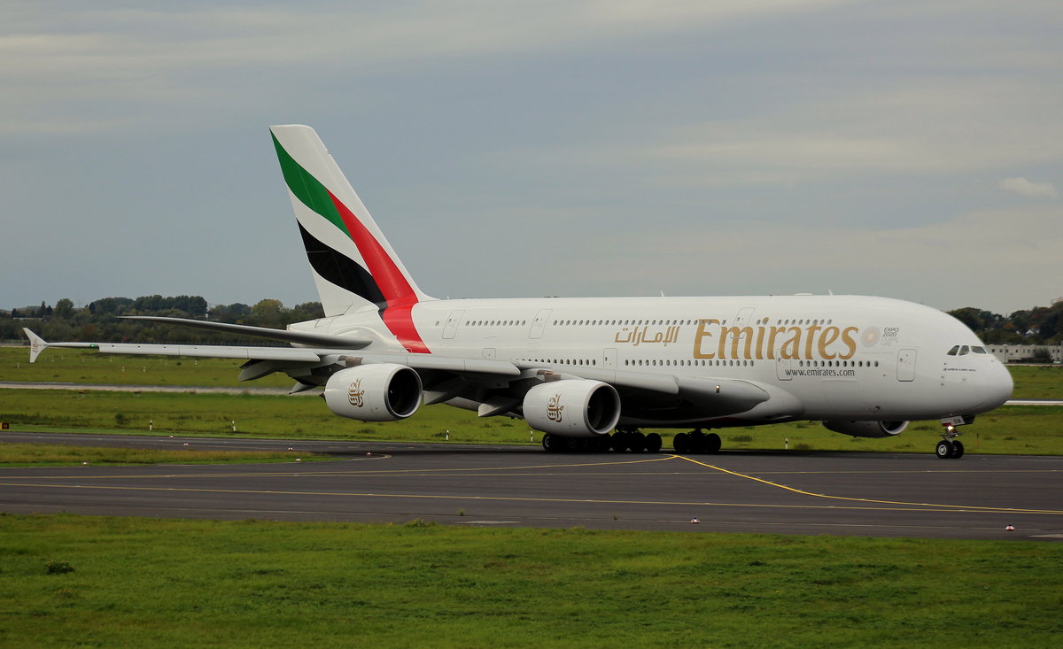 Emirates, A6-EDB, MSN 0013, Airbus A 380-861,08.10.2017, DUS-EDDL, Düsseldorf, Germany 