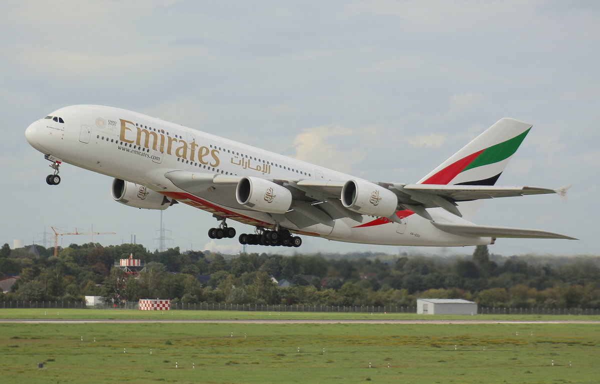 Emirates, A6-EDU, MSN 0098, Airbus A 380-861,11.09.2017, DUS-EDDL, Düsseldorf, Germany 