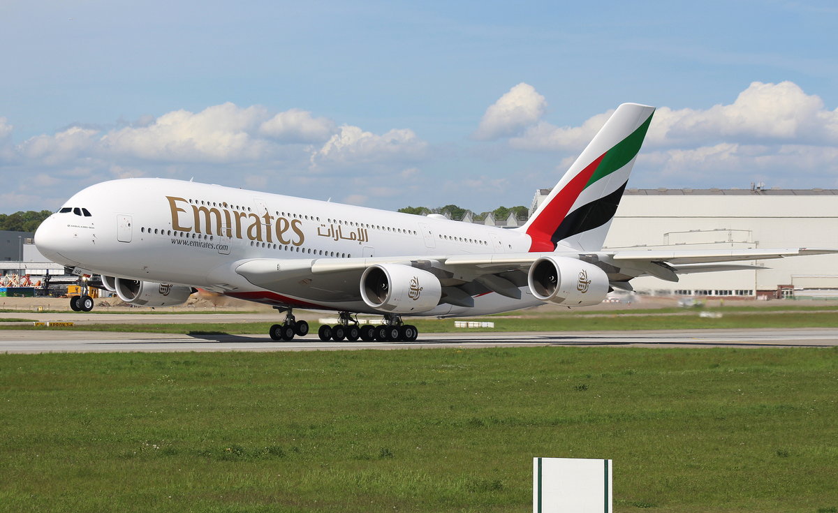 Emirates, A6-EUQ, MSN 0229, Airbus A 380-861, 15.05.2017, XFW-EDHI, Hamburg-Finkenwerder, Germany (Auslieferungflug) 