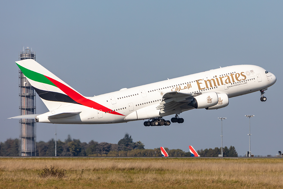 Emirates, A6-EUS, Airbus, A380-842, 09.10.2021, CDG, Paris, France