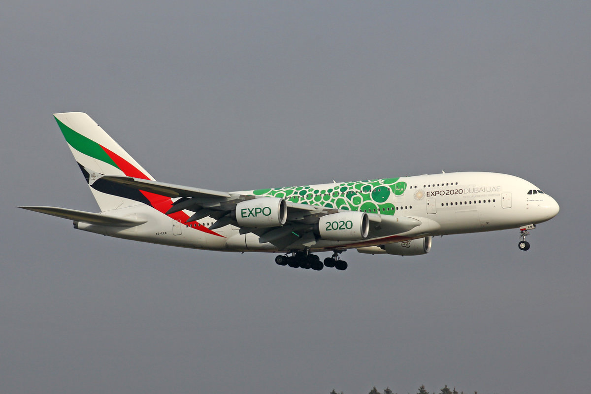 Emirates Airlines, A6-EEW, Airbus A380-861, msn: 153,  Green Expo , 26.Dezember 2018, ZRH Zürich, Switzerland.