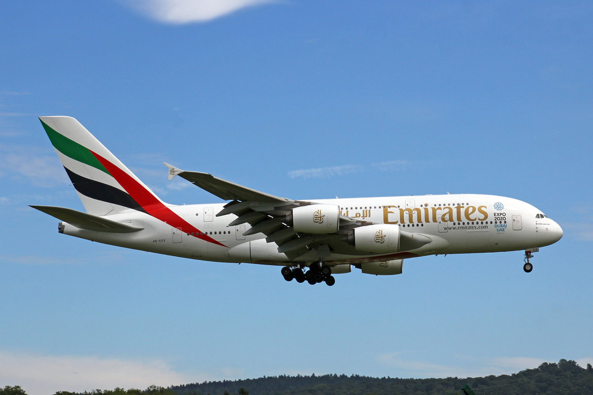 Emirates Airlines, A6-EEX, Airbus A380-861, 29.Juli 2017, ZRH Zürich, Switzerland.