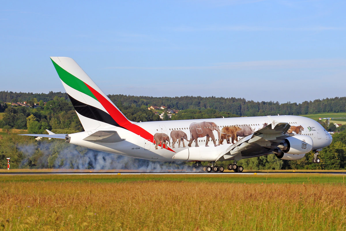 Emirates Airlines, A6-EOM, Airbus A380-861, msn: 187, 15.Juni 2018, ZRH Zürich, Switzerland.