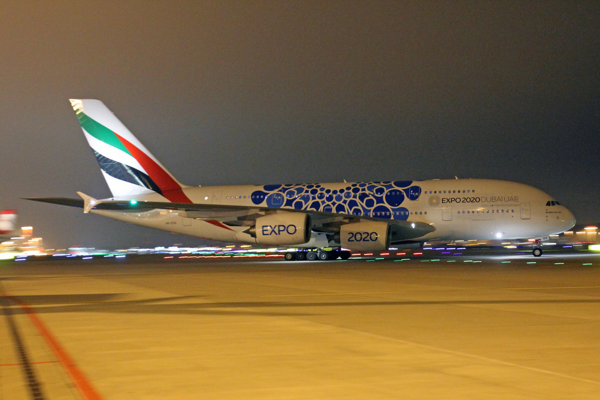 Emirates Airlines, A6-EOS, Airbus A380-861, msn: 203,  Blue Expo , 26.Dezember 2018, ZRH Zürich, Switzerland.