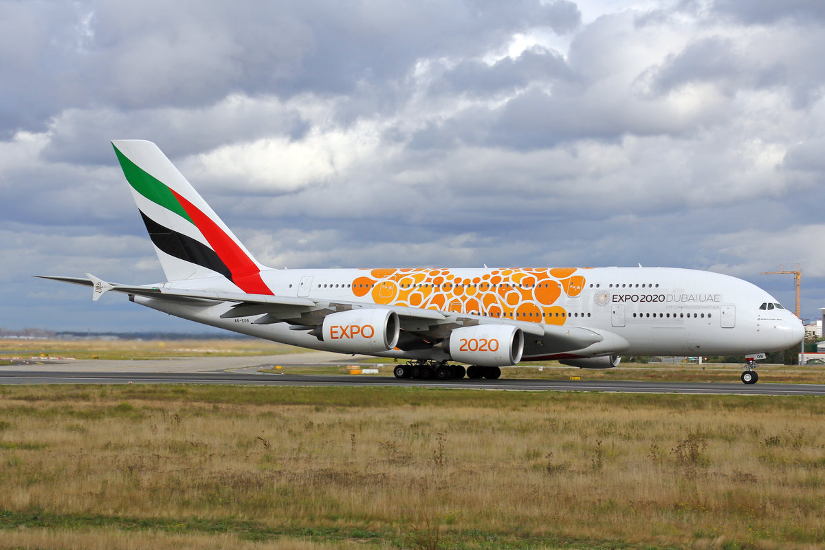Emirates Airways, A6-EOB, Airbus A380-861, msn: 164, 28,September 2019, FRA Frankfurt, Germany.