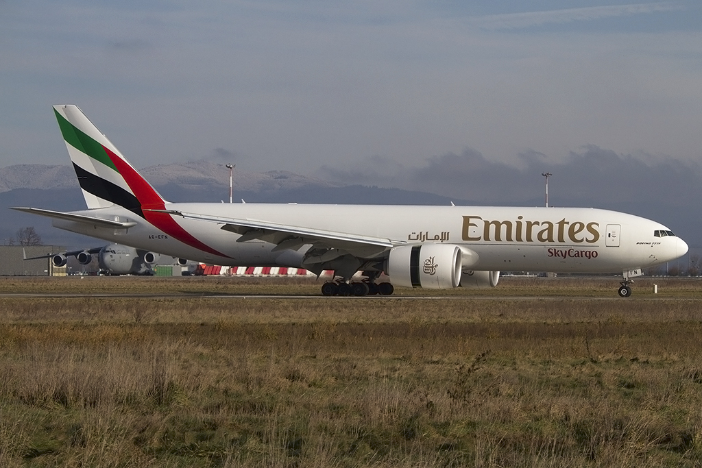 Emirates Cargo, A6-EFN, Boeing, B777-F1H, 18.01.2015, BSL, Basel, Switzerland 





