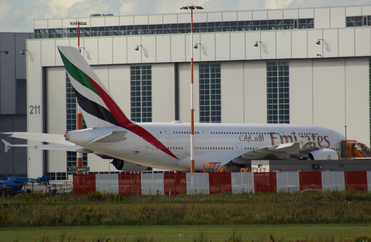 Emirates, F-WWAJ,Reg.A6-EUC, (c/n 0214),Airbus A 380-861,05.08.2016, XFW-EDHI, Hamburg-Finkenwerder, Germany 