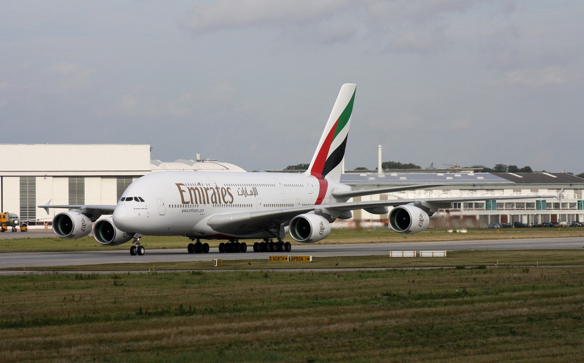 Emirates, F-WWSO, Reg.A6-EOB,(c/n 0164), Airbus A 380-861, 09.10.2014, XFW-EDHI, Hamburg-Finkenwerder, Germany 