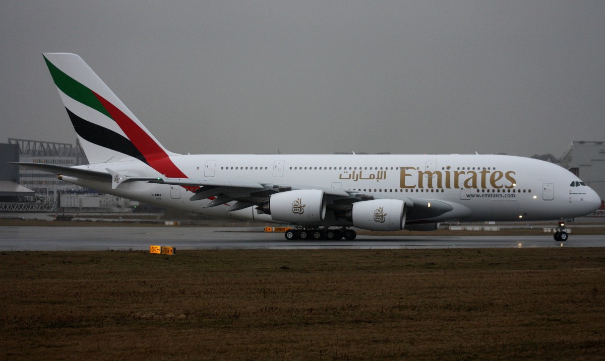 Emirates,F-WWAX,Reg.A6-EOG,(c/n 0172),Airbus A380-861,24.02.2015,XFW-EDHI,Hamburg-Finkenwerder,Germany