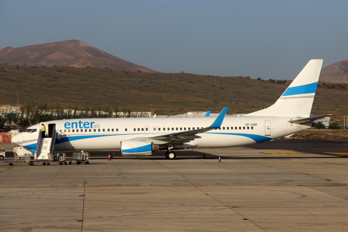 Enter Air, SP-ENR, Boeing B737-8Q8 (W), 12.Dezember 2015, ACE Lanzarote, Spain.