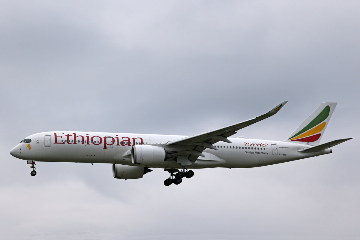Ethiopian Airlines, ET-ATQ, Airbus A350-941, msn: 040,  Simien Mountains , 19.April 2023, ZRH Zürich, Switzerland.