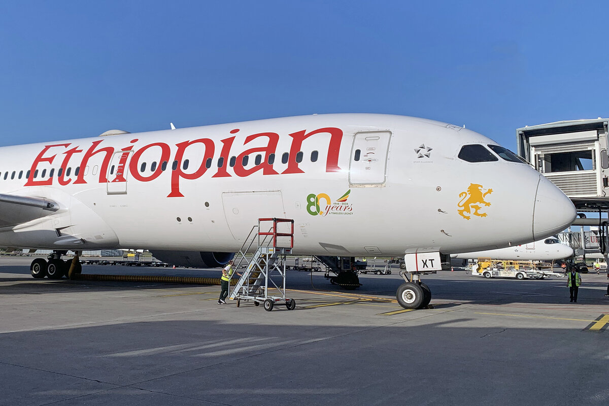  Ethiopian Airlines, ET-AXT, Boeing B787-9, msn: 65098/1127,  80th Years , 25.Mai 2026, ZRH Z�rich, Switzerland.