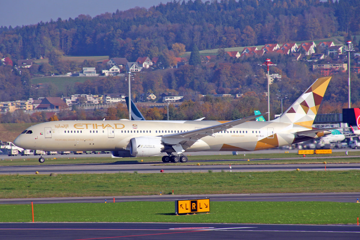 Etihad Airways, A6-BLA, Boeing 787-9, 03.November 2017, ZRH Zürich.
