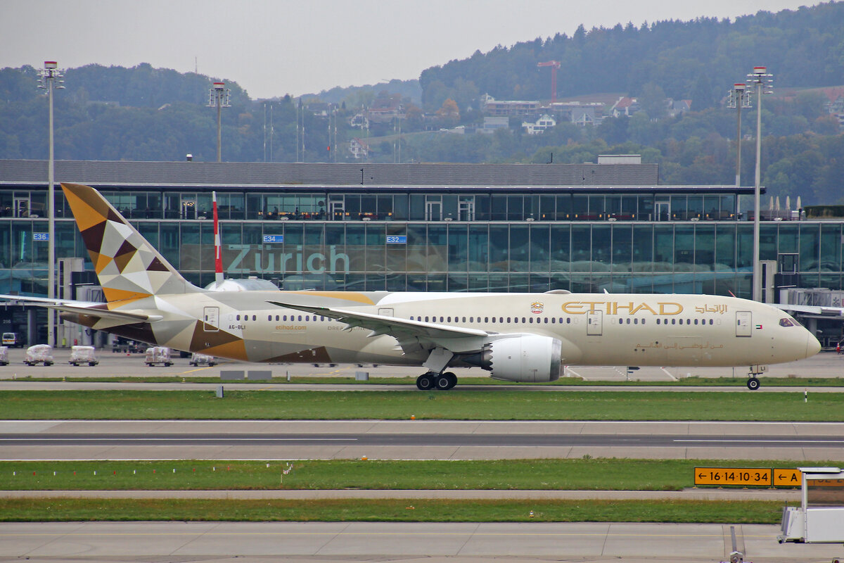 Etihad Airways, A6-BLI, Boeing B787-9, msn: 39655/459, 10.Oktober 2022, ZRH Zürich, Switzerland.